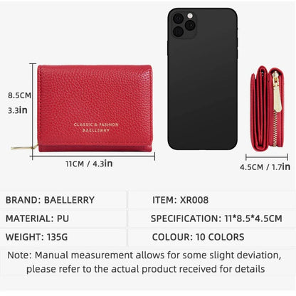 Leather Short Tri-Fold Card Wallet