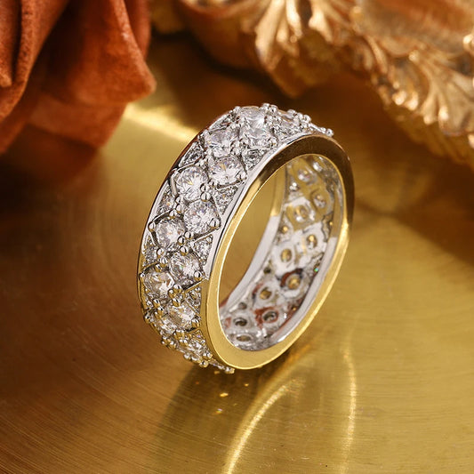 925 Sterling Silver Full CZ Diamond Sparkling High-End Ring