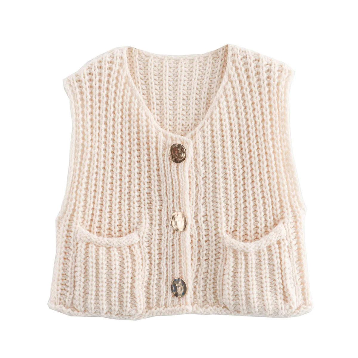 Korean Crop Sweater Vest Solid Loose Casual Sweater Vest