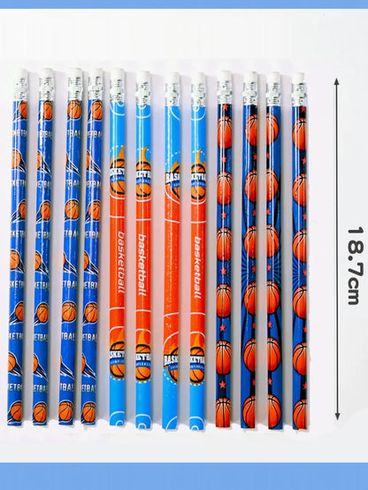 12pcs Sports Ball Themed Wooden Pencils