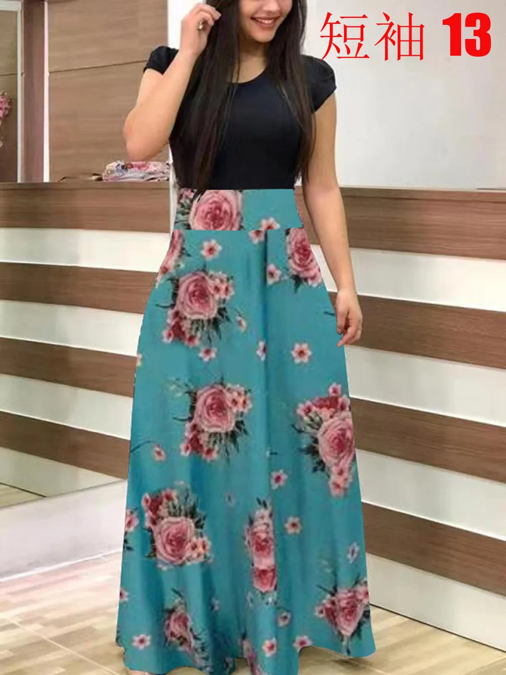 Flower print short sleeved dress