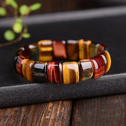 Colorful Tiger Eyes Natural Stone Beads Bangles & Bracelets Handmade Energy Bracelet