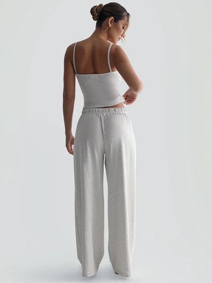 Conjunto casual diario con cuello en U y espalda descubierta