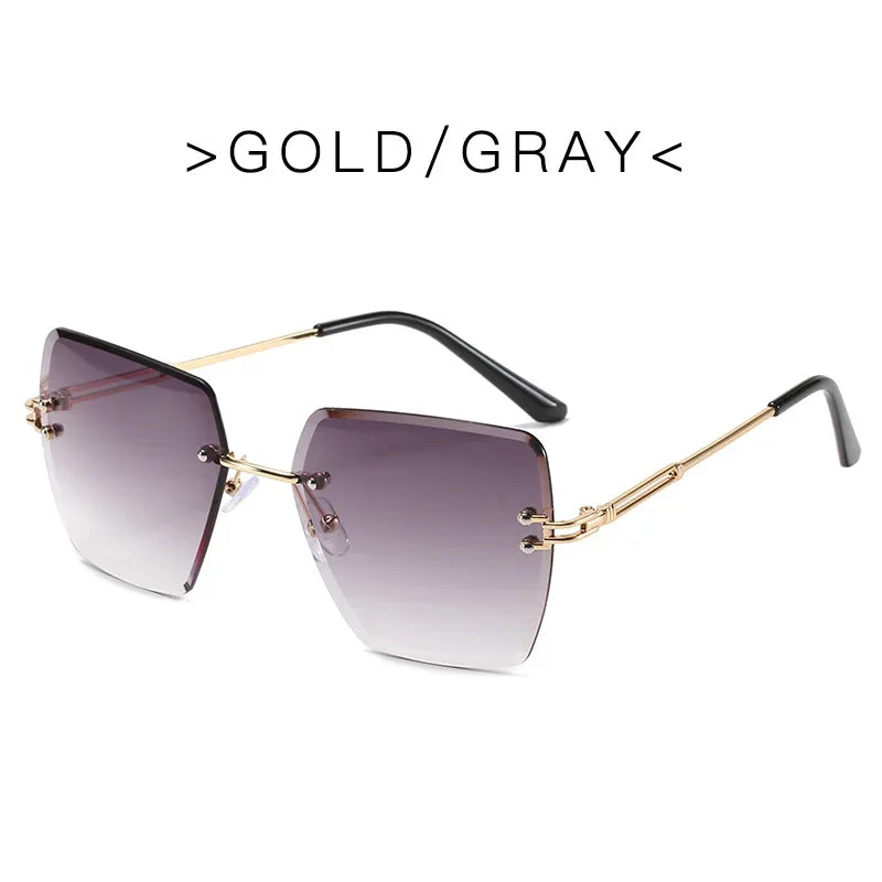 Oversized Rimless Sexy Vintage Sunglasses
