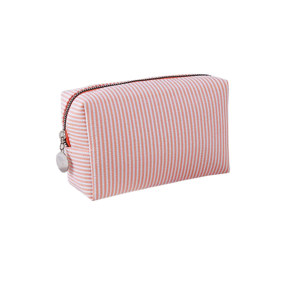 Cute Striped Canvas Pencil Case Small Travel Pouch with Zipper