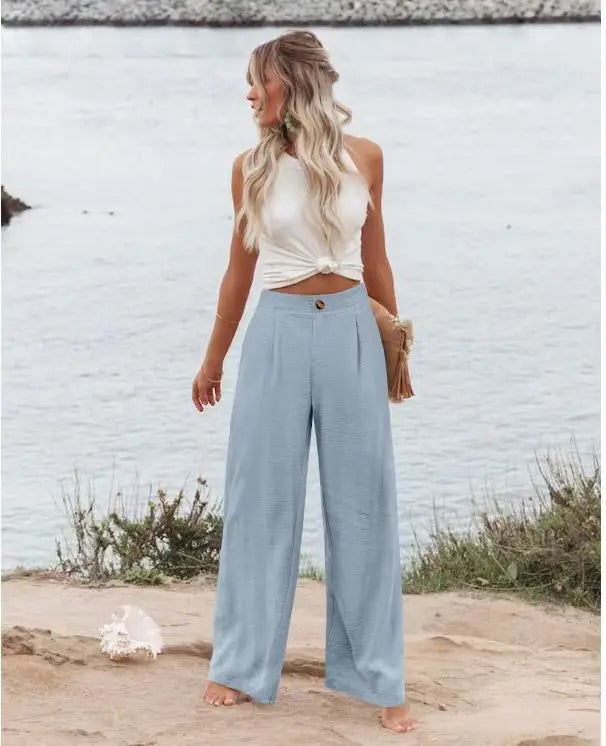 Cotton-Linen Casual Lightweight Elastic Waist Lounge Pants