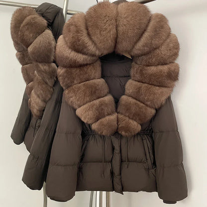 Real Fox Fur Puffer Jacket Coat