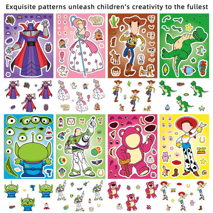 16Sheets Disney Toy Story 2 Puzzle Stickers Children Make a Face DIY Toys