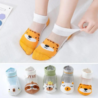 5 Pairs Cotton Cute Cartoon Thin Baby Short Socks
