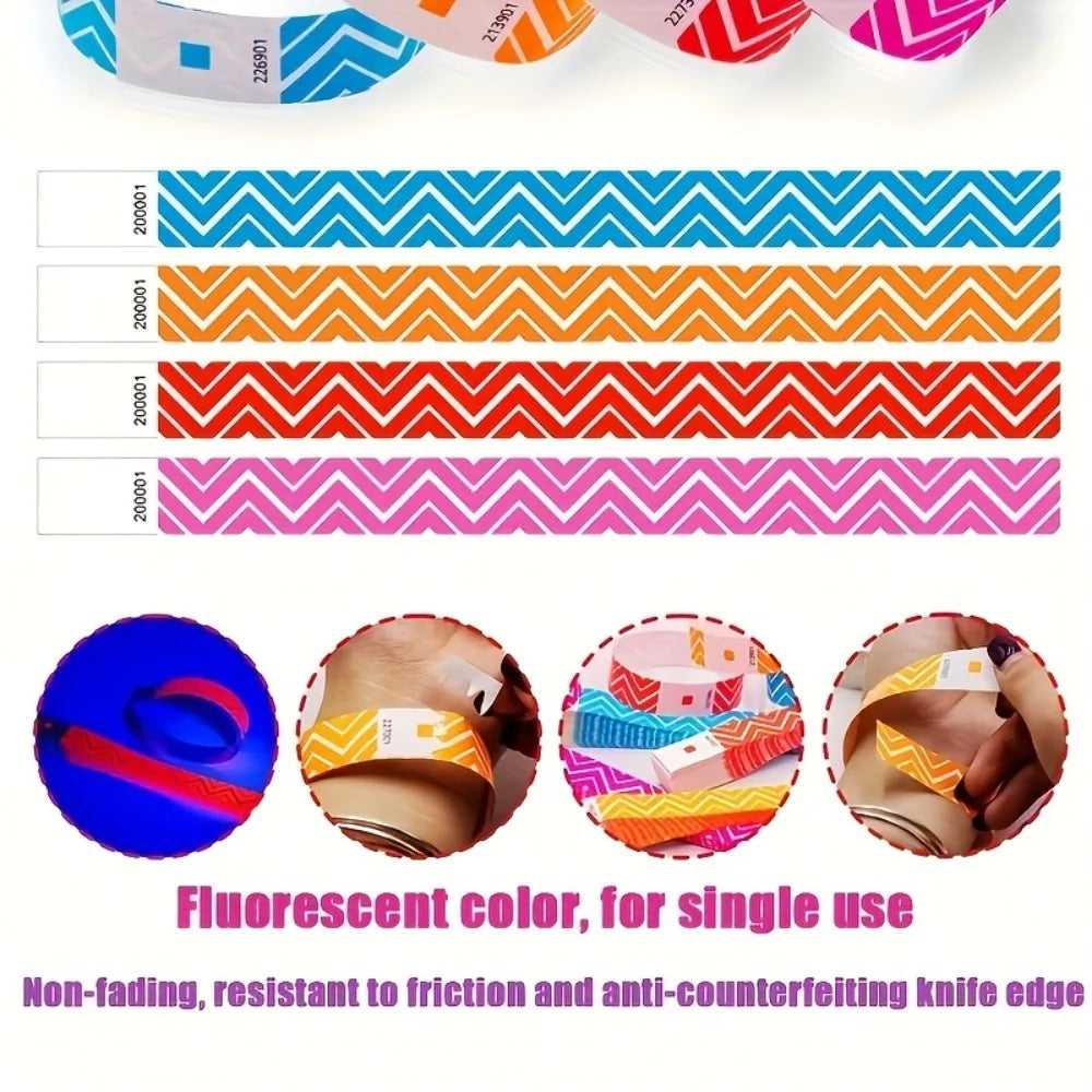 100/400pcs Fluorescent Numbered Wristbands