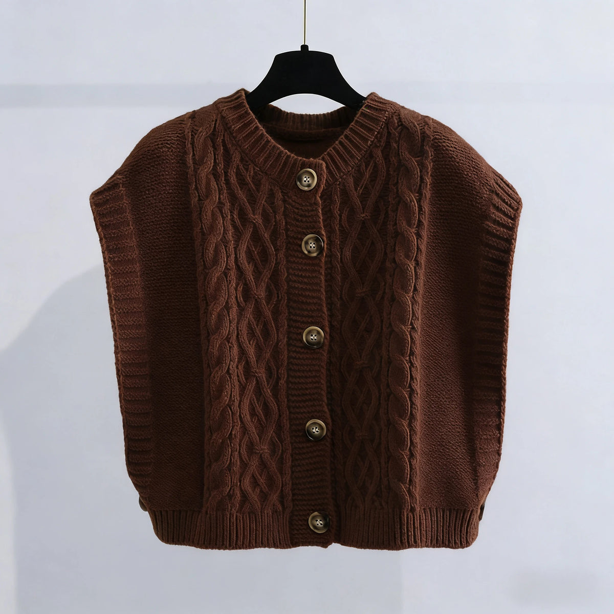 Cable Knit Sweater Vest Cardigan Cozy Button Up Sleeveless Casual Outfit