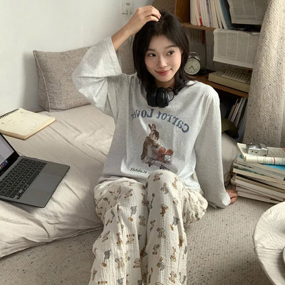 Korean Sweet Loose Pajamas Homewear Set