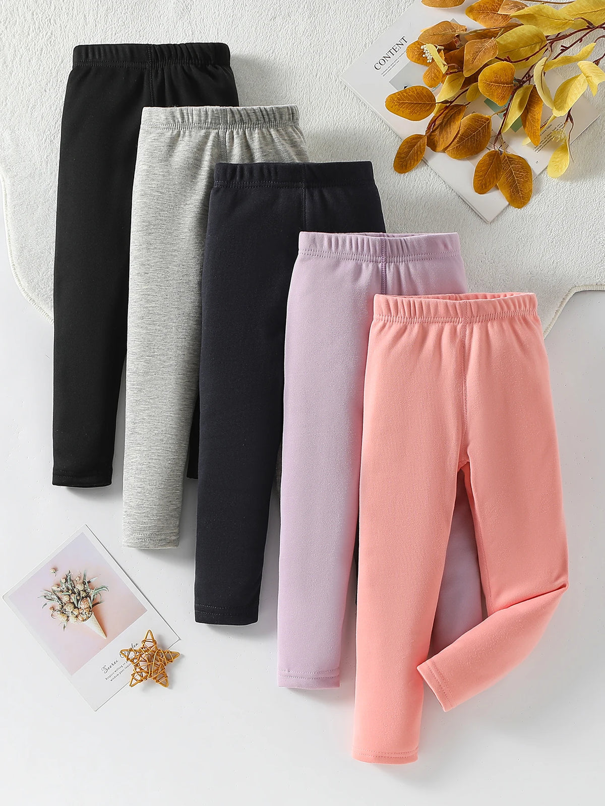 3/1 Piece Autumn And Winter Children Solid Color Thick Warm Leggings
