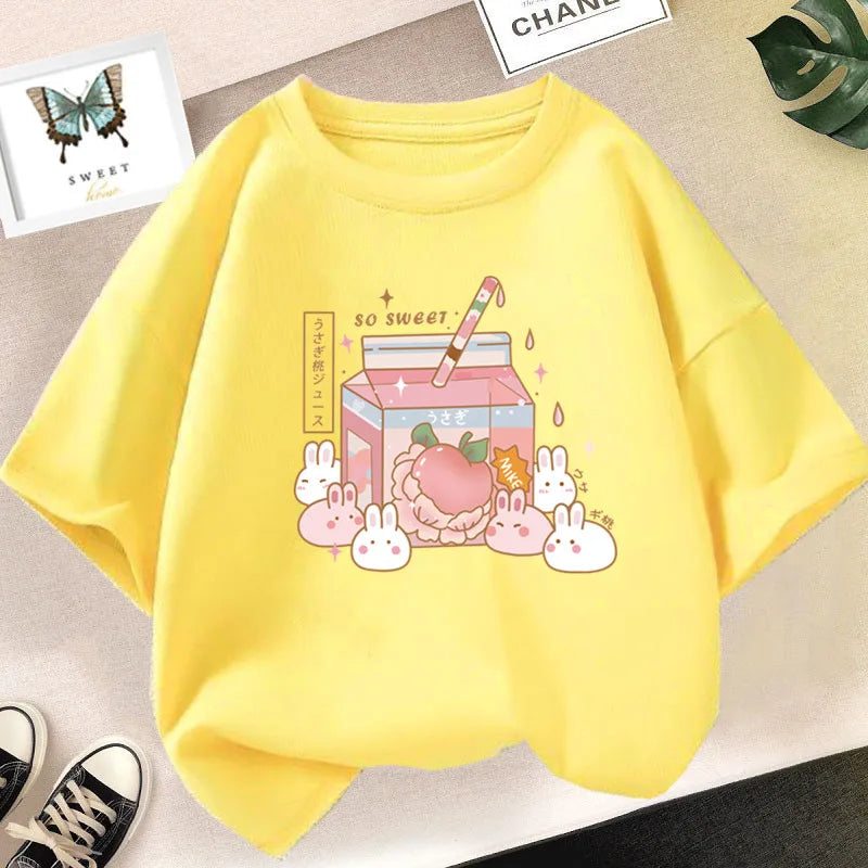 Cute Strawberry Milk Shake Cartoon T-shirt