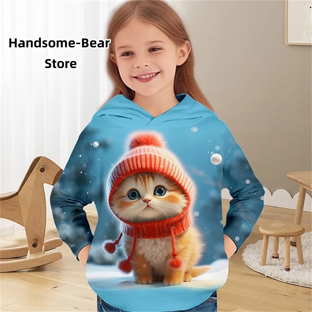 Cat 3D Print Spring Casual Sweatshirts Hoodies