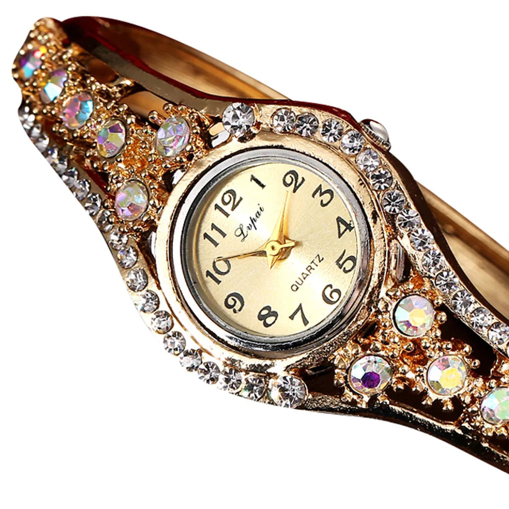 Luxury Colored Diamond Bezel Elegant Bracelet Watches
