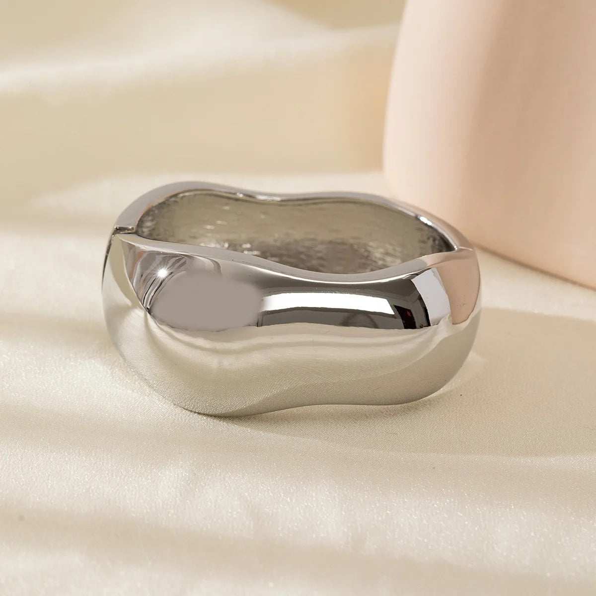 Exaggerated Silver Wide Geometric Irregular Cuff Bangles Punk Open Bangle Chunky Bracelets
