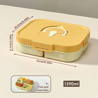 Microwave Plastic Divided Lunch Box With Handle Camping