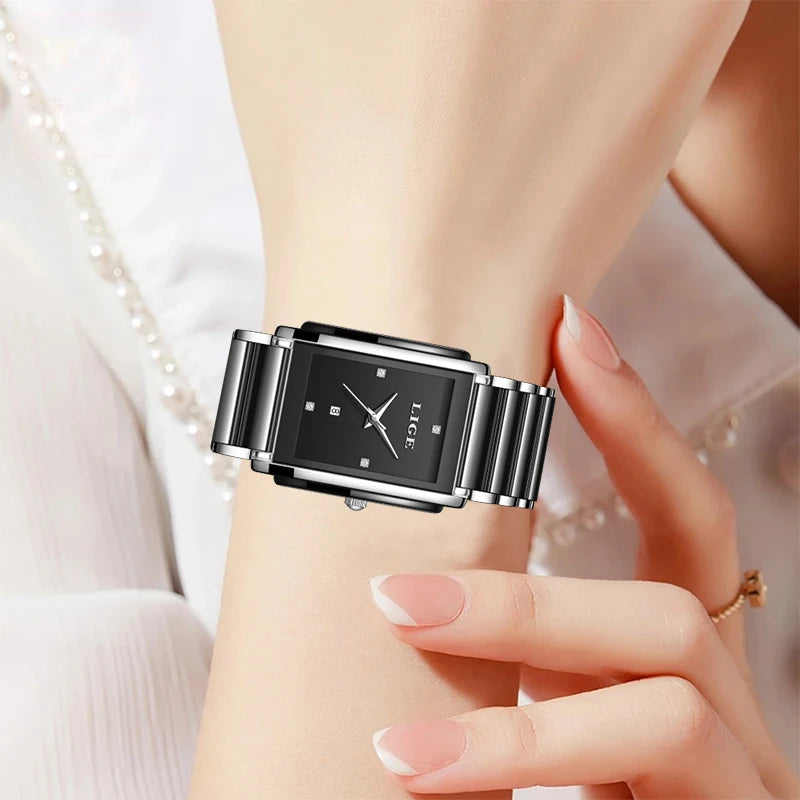 Square Quartz Ceramics Diamond watch