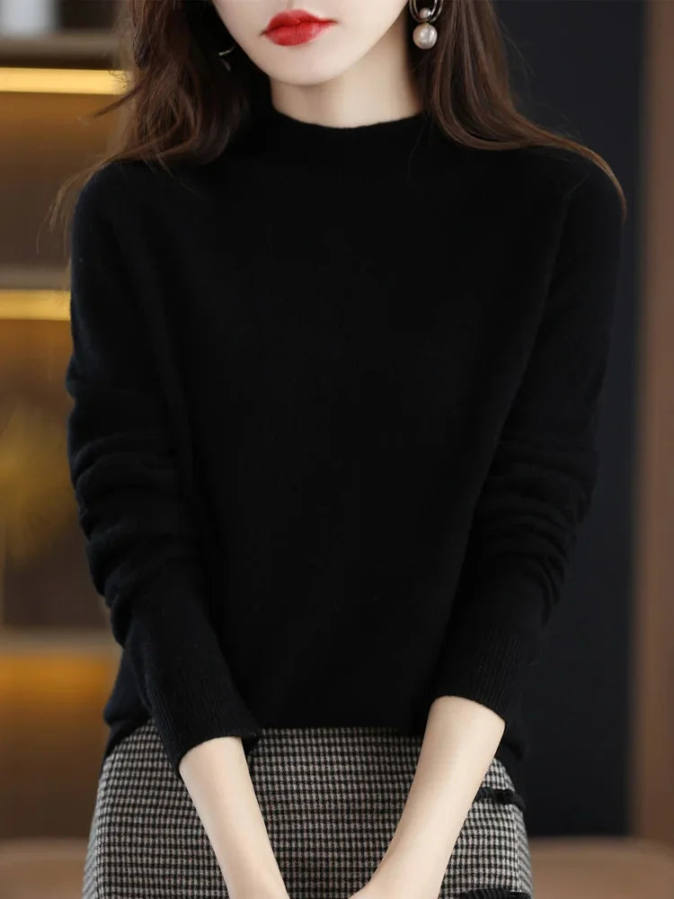 Solid Mock-neck Pullover Sweater