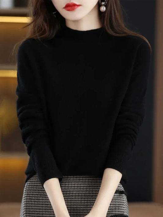 Solid Mock-neck Pullover Sweater