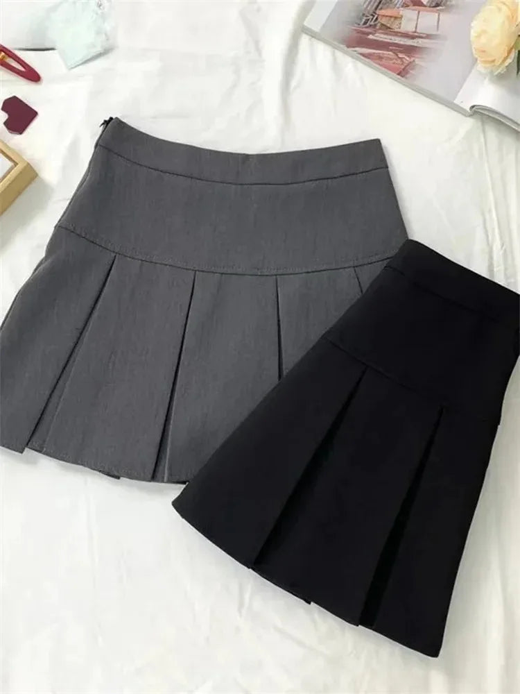 Falda coreana plisada gris
