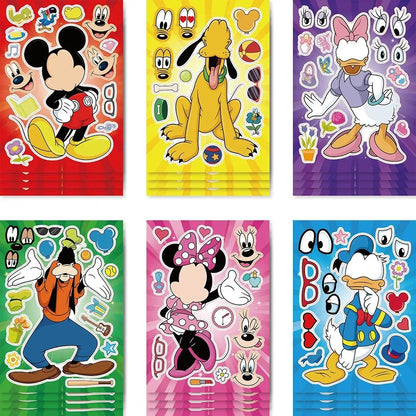 12Sheets Disney Make a Face Puzzle Stickers Mickey Mouse Donald Duck Kids Sticker