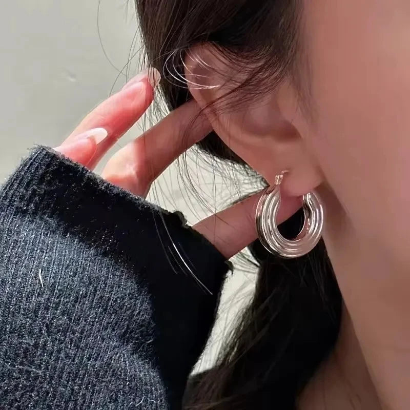 925 Sterling Silver Frosting Hoop Earrings