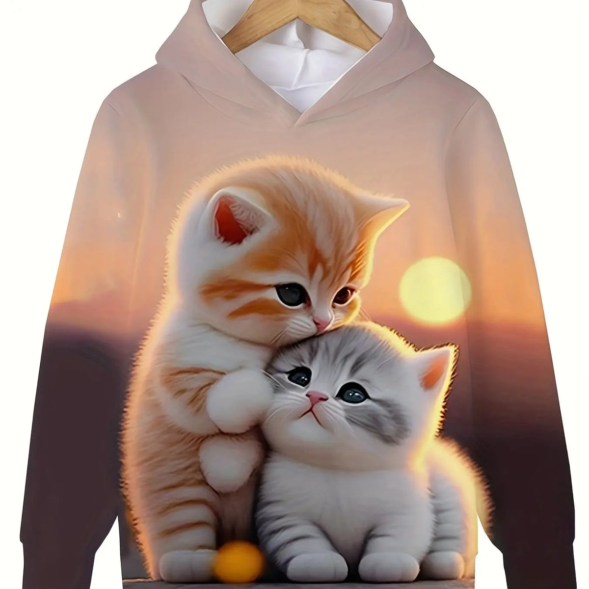Long Sleeve Cute Cat Print Casual Kid Summer Autumn Hoodies