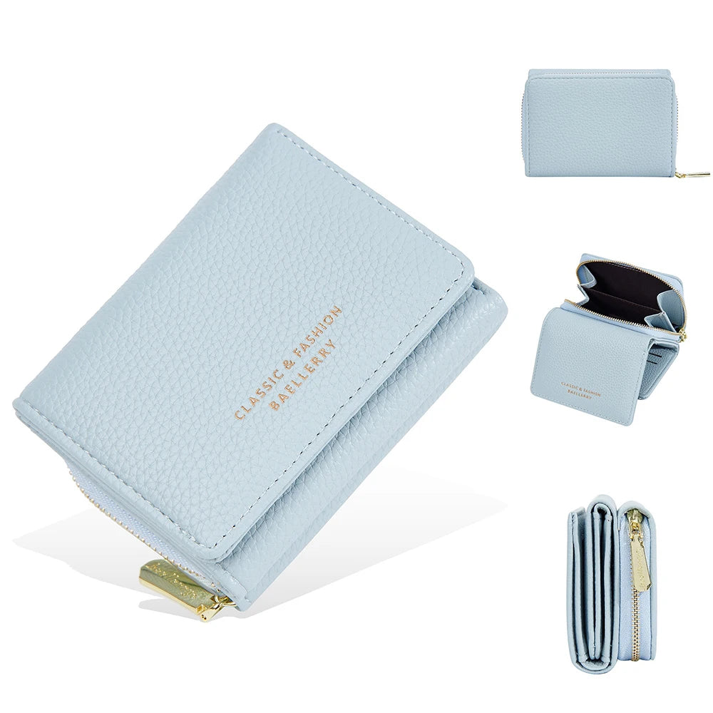 Leather Short Tri-Fold Card Wallet