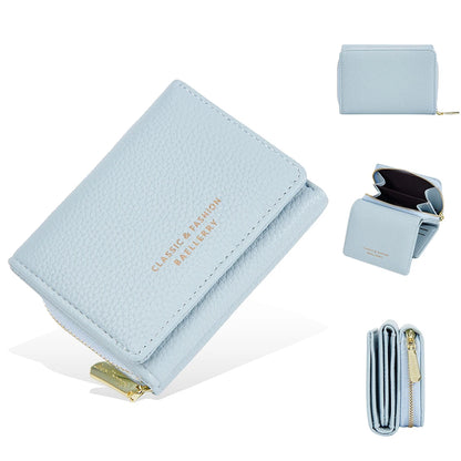 Leather Short Tri-Fold Card Wallet