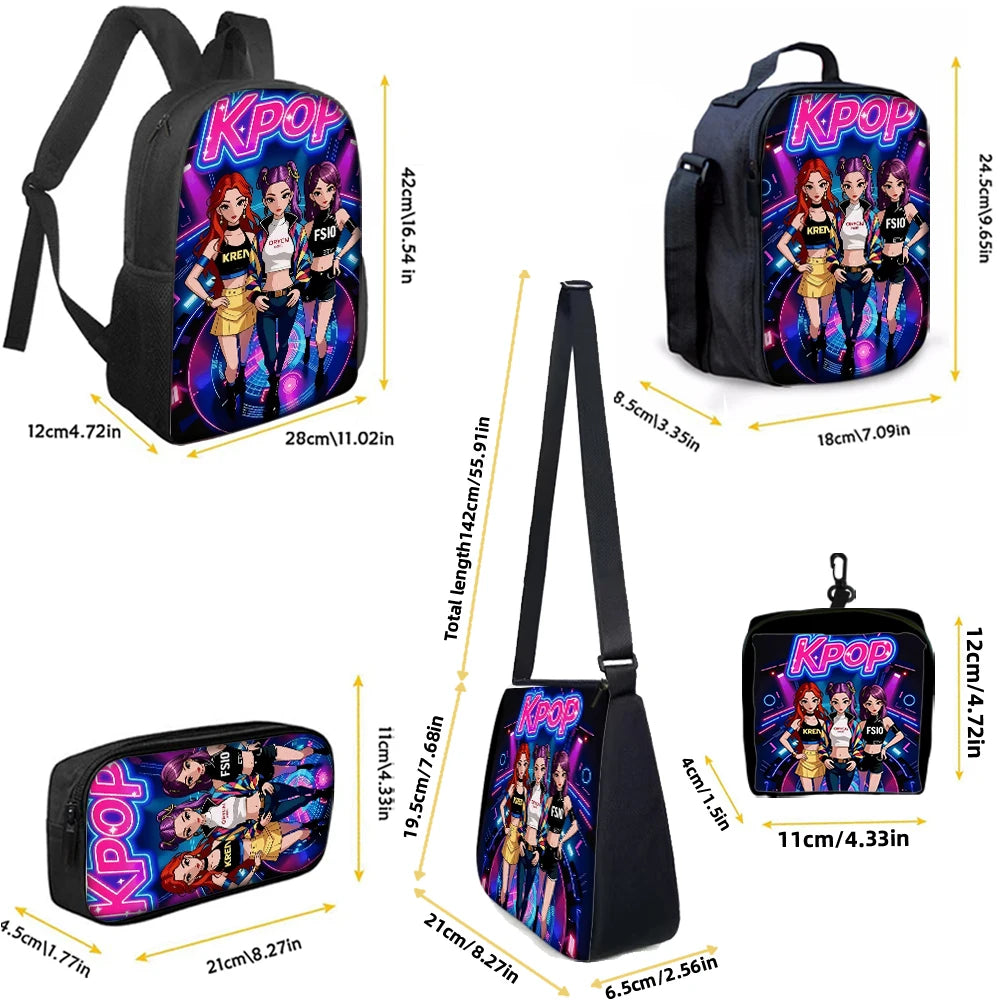 1-5pcs K-POP Group Print Backpack Set Lightweight Daily Large Capacity