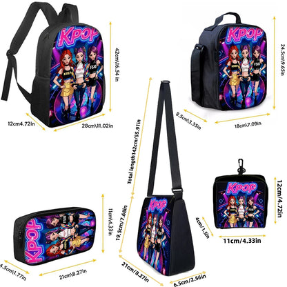 1-5pcs K-POP Group Print Backpack Set Lightweight Daily Large Capacity