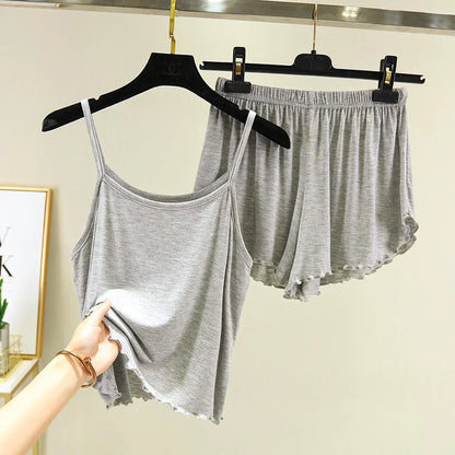 Camisole Sexy Thin Loose Shorts Large Size Pajamas Set