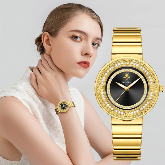 Elegant  Rhinestones Round Metal Strap Watch