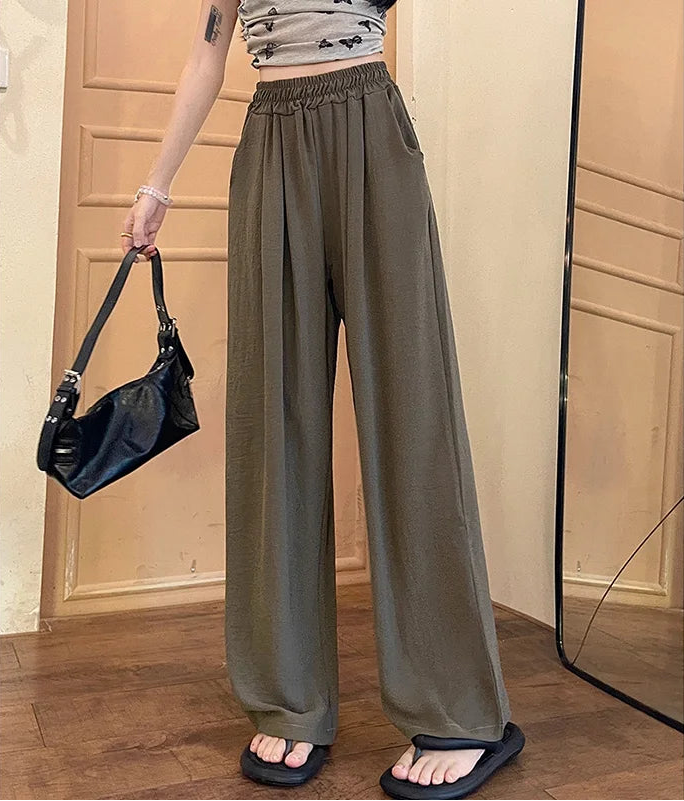 Colorful Ice Silk Baggy Straight Leg Pants