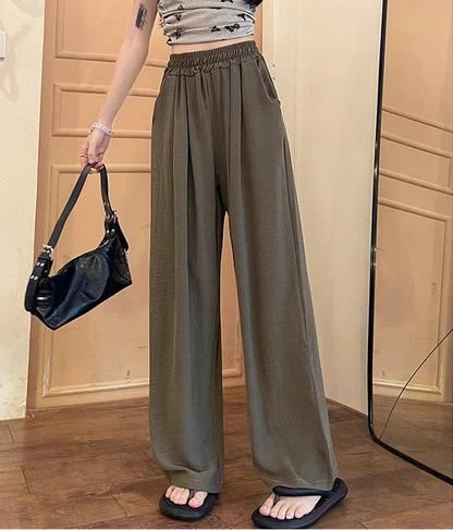 Colorful Ice Silk Baggy Straight Leg Pants