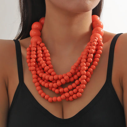 African Bohemian Wooden Bead Handmade Necklace