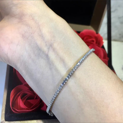 DANA 925 Sterling Silver Diamond Bangle Bracelet