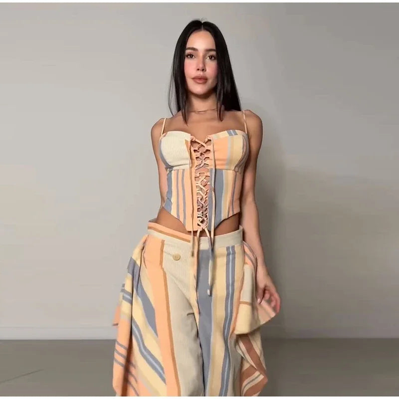 Sexy Print Vest Pants Beach Slash Set