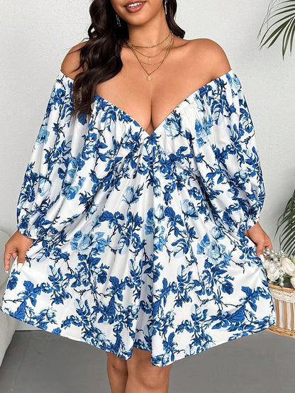 plus Size Romantic Floral Elegant Maxi Dress