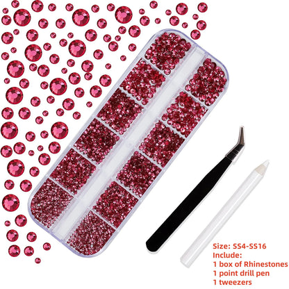12Gird 3D Glass AB Crystal Nail Art Rhinestones Kit