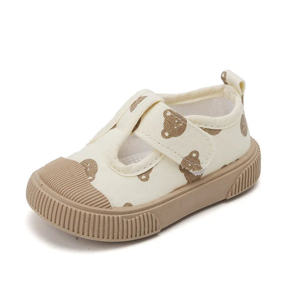Square Mouth Casual Spring Cartoon Soft Sole Walking Canvas Shoe