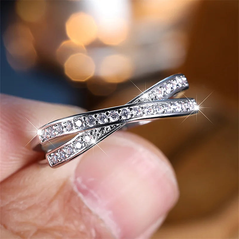 DANA Stacking Crossed Zircon Thin Rings