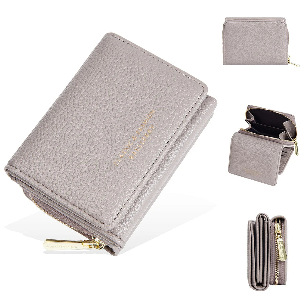 Leather Short Tri-Fold Card Wallet