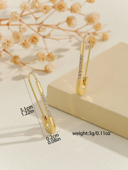 Micro Inlaid Zircon Paper Clip Earrings
