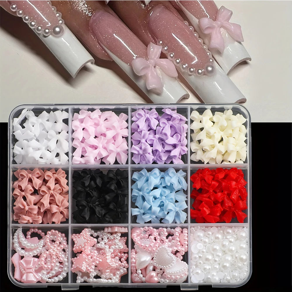 500PCS 3D Nail Art Decoration Kit with Resin Bows