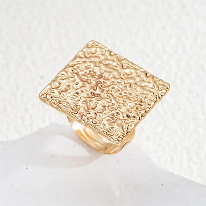 Stainless Steel Irregular Geometric Open Gold Texture Ring