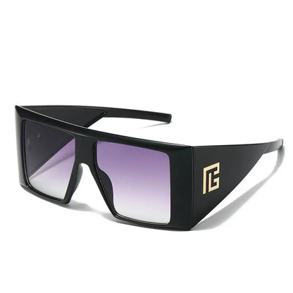 Unique Shield Shaped Square Oversized Sunglasses