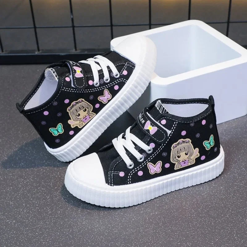 Multi Colored Cartoon Mid Canvas Shoe